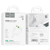 Адаптер HOCO C111A USB + Type-C, PD30W, QC3.0, белый