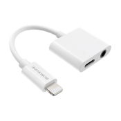 Переходник (Адаптер) Lightning - Lightning + Jack3,5, M-F, белый, BOROFONE (BV12)