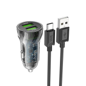 АЗУ HOCO Z47 2 USB, 2,4A, с кабелем Type-C, QC3.0, чёрный