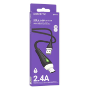 Кабель BOROFONE BX100 MicroUSB, 2,4A, в оплетке, с индикацией, 1,0м, чёрный