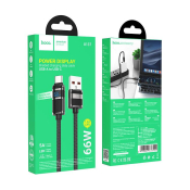 Кабель HOCO U137 Type-C, 5.0A, 66W, 1,2м, нейлон, дисплей, чёрный