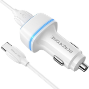 АЗУ BOROFONE BZ14 2 USB, 2,4A, с кабелем Type-C, белый