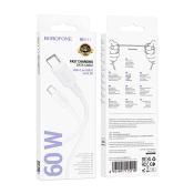 Кабель BOROFONE BX111 Type-C - Type-C, PD60W, 3,0A, 1,0м, белый