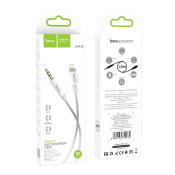 Кабель AUX HOCO UPA19 Jack3,5 - Lightning, M-M, 2х контактный, в оплетке, 1,0м, серебряный