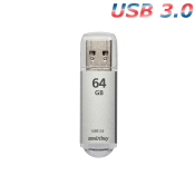 Флеш-карта SMARTBUY 64GB V-Cut, USB 3.0, серебро