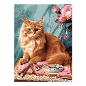 Рх-127 Картина по номерам Lori на холсте 30х40 "Кот-художник"