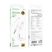 Кабель AUX BOROFONE BL21 Jack3,5 - Type-C, M-M, 1,0м, белый