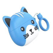 Наушники HOCO EW46 TWS Bluetooth 5.3 Dodge Cat, беспроводные, вкладыши, чехол-кот синий, белые