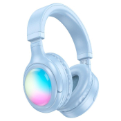 Наушники HOCO W48 Bluetooth 5.3, беспроводные, полноразмерные, с микрофоном, с подсветкой, синие