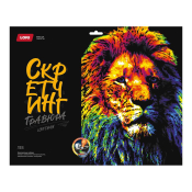 Гр-782 Гравюра Неоновые животные "Лев" 30х40см