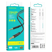 Кабель AUX BOROFONE BL16 Jack3,5 - Jack3,5, M-M, 2-х контактный, 1,0м, чёрный