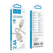 Кабель HOCO X110 MicroUSB, 2,4A, 1,0м, нейлон, золото
