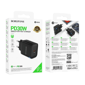 Адаптер BOROFONE BA84A Type-C, 3,0A, PD30W, черный
