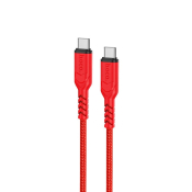 Кабель HOCO X59 Type-C - Type-C, 1,0м, PD60W, текстильный, красный