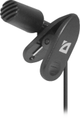 Микрофон DEFENDER MIC-109, петличный, на прищепке, 1,8м, чёрный