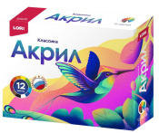 Акрк-006 Акриловые краски в баночках Классика, 12 цветов (по 15 мл)