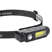 Фонарь Космос KOC510Lit налобный (лит.аккум.0,8Ah) 1св/д 1W + COB 3W, 90lm/180lm, USB, сенсор, IP54