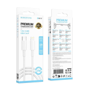 Кабель BOROFONE BX117 Type-C - Lightning, PD27W, 3,0A, 1,0м, нейлон, белый