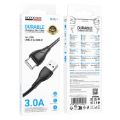 Кабель BOROFONE BX121 Type-C, 3,0A, 1,0м, чёрный