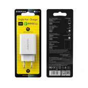 Адаптер BOROFONE BA21A USB, 3,0A, 18W, QC3.0, белый