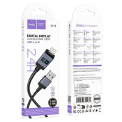 Кабель HOCO X118 Lightning, 1,0м, 2,4A, дисплей, нейлон, чёрный