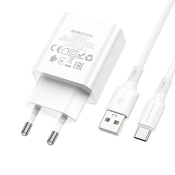 Адаптер BOROFONE BA74A USB, 2,1A, 10,5W, с кабелем Type-C, белый