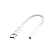 Переходник (Адаптер) Jack3,5 - Type-C, F-M, FaizFull (FP53), текстильный, белый
