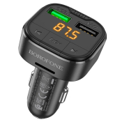Автомобильный FM-модулятор Borofone BC43, Bluetooth, 2 USB, MicroSD, QC3.0, дисплей, чёрный