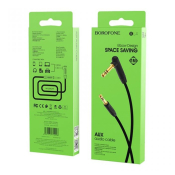 Кабель AUX BOROFONE BL04 Jack3,5 - Jack3,5, M-M, 2-х контактный, L-коннектор, 1,0м, черный