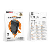 Адаптер BOROFONE BAS72A USB, 3,0A, 18W, QC 3.0, черный