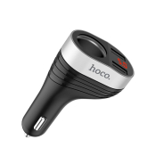Разветвитель в авто HOCO Z29, 1 гнездо + 2 USB, 3,1A, с дисплеем, чёрный