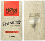 Набор игл швейных ручных ИЗ-200901 №1 никелированные (ассорти 10 игл)