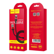 Кабель HOCO X26 Type-C, 1,0м, тканевый, чёрно-красный