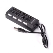 USB Разветвитель SMARTBUY SBHA-7204-B, 4 порта, USB 2.0, с выключателем, чёрный