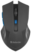 Мышь DEFENDER Accura MM-275, беспроводная, USB, 1600dpi, 6 кнопок, чёрно-синяя