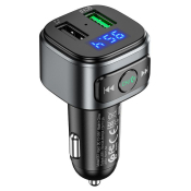 Автомобильный FM-модулятор HOCO E67, Bluetooth, 2 USB, QC 3.0, 18W, дисплей, чёрный 
