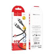 Кабель HOCO X109 Type-C - Type-C, 2,0м, PD60W, 3,0A, силикон, чёрный