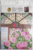 Вышивка на искусственном шелке "Розы на витражном окне" БЛ-602 (32,5*43см)