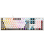 Клавиатура DEFENDER Dasher GK-472, игровая, механическая, мультимедийная, c подсветкой, бело-серая