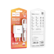 Адаптер HOCO C106A USB, 2,1А, 10.5W, с кабелем MicroUSB, белый