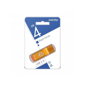 Флеш-карта SMARTBUY  4GB Glossy, USB 2.0, оранжевая