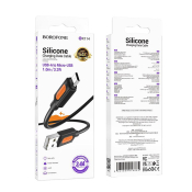 Кабель BOROFONE BX114 MicroUSB, 2,4A, силикон, 1,0м, чёрный