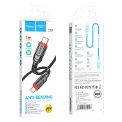 Кабель HOCO X59 Type-C - Type-C, 1,0м, PD60W, текстильный, чёрный
