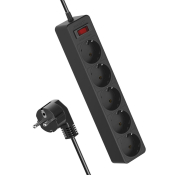 Сетевой фильтр КОСМОС 5 розеток, 10A, 1,8м, чёрный