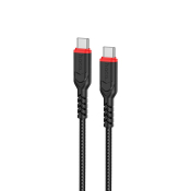 Кабель HOCO X59 Type-C - Type-C, 1,0м, PD60W, текстильный, чёрный