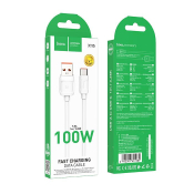 Кабель HOCO X115 Type-C, 1,0м, 5A, 100W, белый