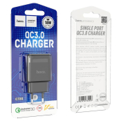 Адаптер HOCO  C72Q USB, 3,0A, 18W, QC3.0, черный