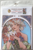 Вышивка на искусственном шелке "Цветы" (Альфонс Муха) ББ-403 (20*30см)