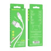 Кабель BOROFONE BX90 Lightning, в оплетке, 1,0м, белый