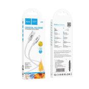 Кабель HOCO X99 MicroUSB, 1,0м, 2,4A, прозрачный силикон, серый